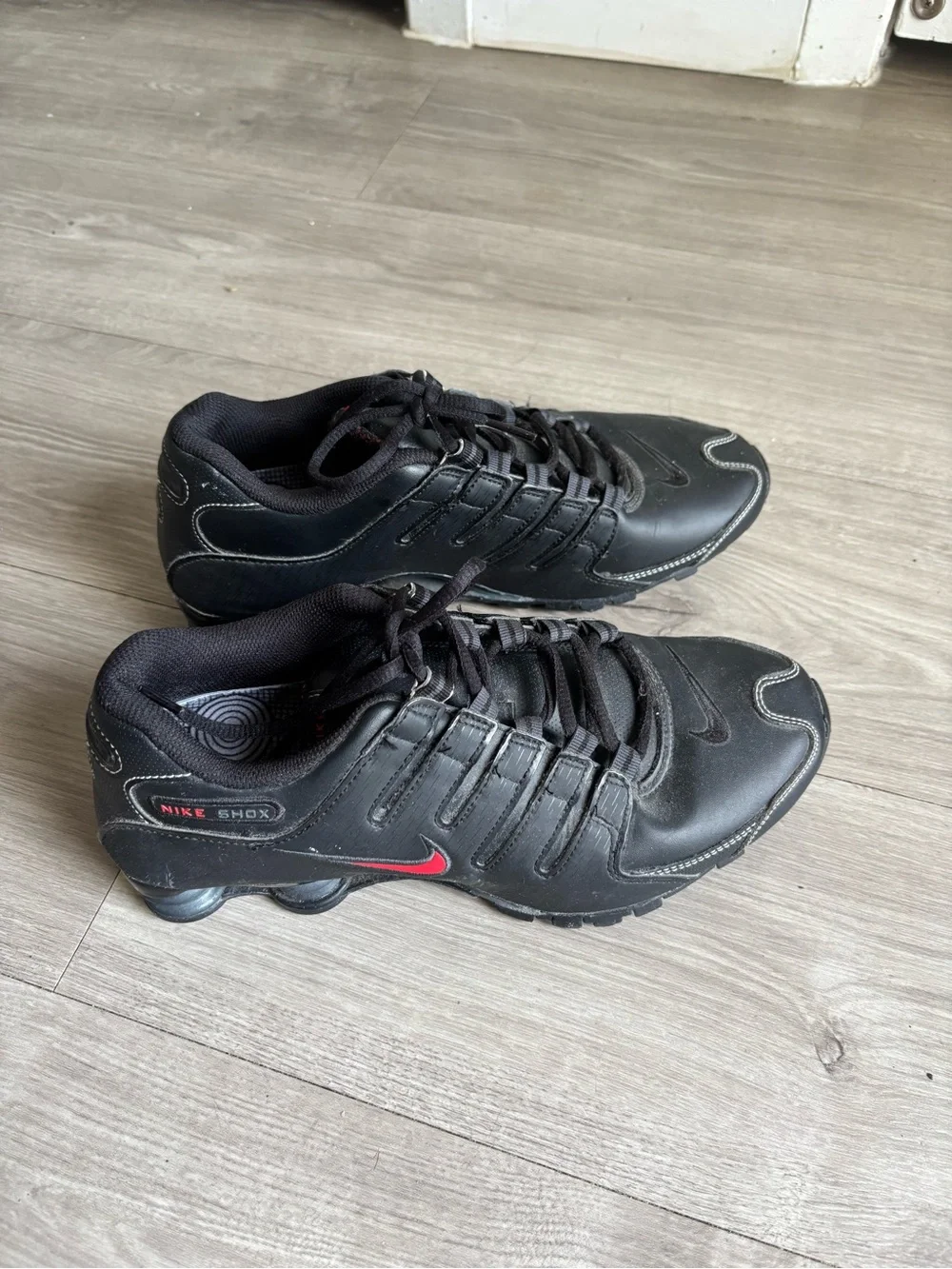Nike Black with Red Swoosh Shox Men's Athletic Sneakers
